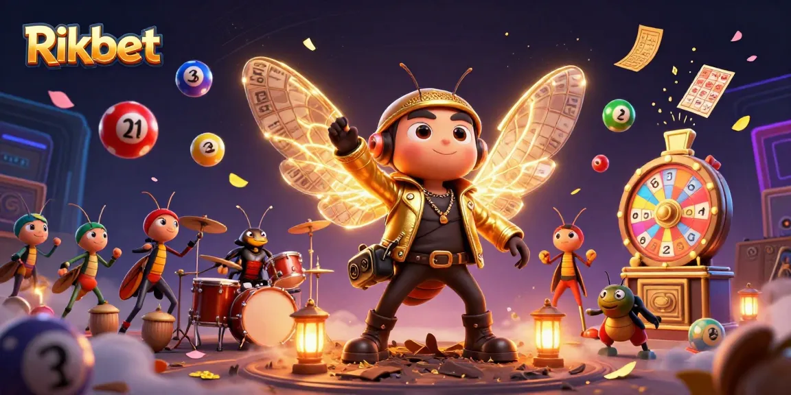 Engage with Rikbet's dynamic gaming scene featuring rock star characters and vibrant gambling elements.