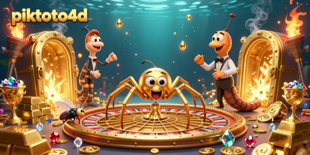 Experience thrilling gameplay with piktoto4d as the golden spider spins a roulette web, maximizing wins!