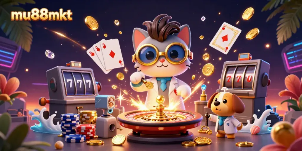 Experience thrilling moments in the casino world with mu88mkt's vibrant 3D illustration.