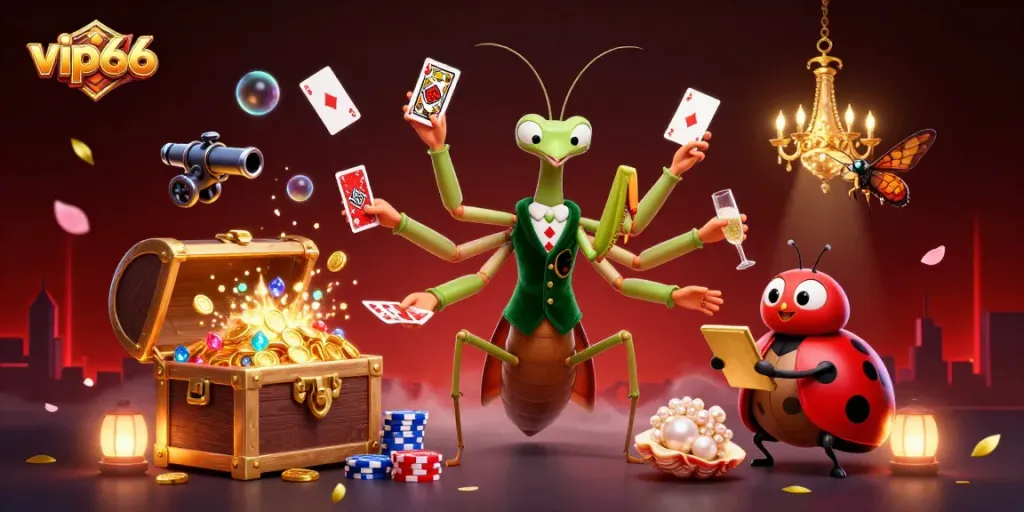 Engage with vip66's dynamic gaming world featuring a lively casino scene filled with action.
