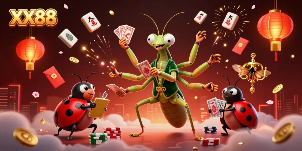 Engage with XX88's thrilling online casino experience featuring unique characters in an exciting gaming atmosphere.