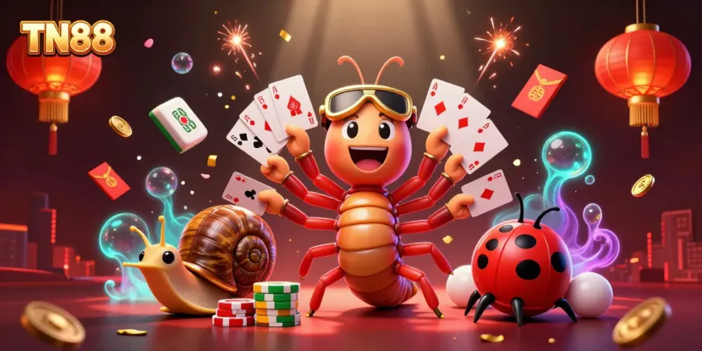 Engage in thrilling TN88 casino action with a vibrant scene featuring a dealer and high-roller.
