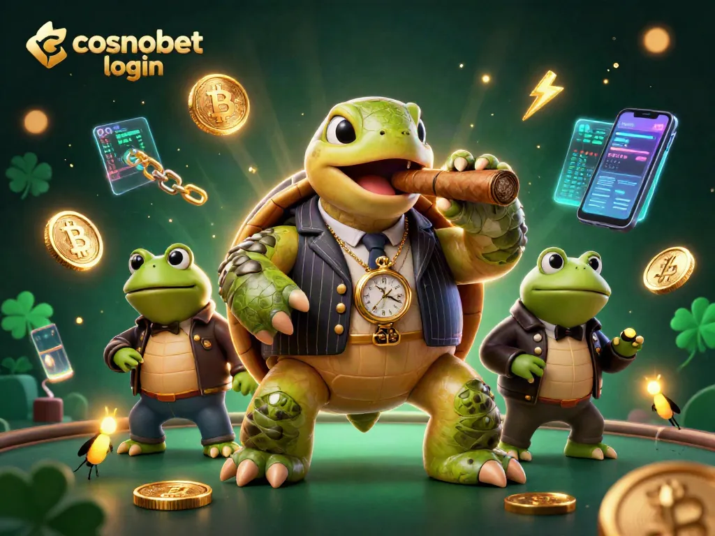 Experience cosmobet login with a vibrant casino scene featuring unique casino characters and glowing crypto elements.