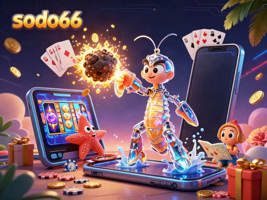 Experience the thrilling action of sodo66 as a mantis shrimp punches through an asteroid showering golden coins.