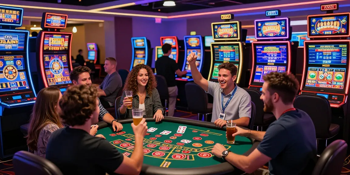 Celebrating a win at ASIALIVE88 online casino with friends amidst vibrant gaming atmosphere.