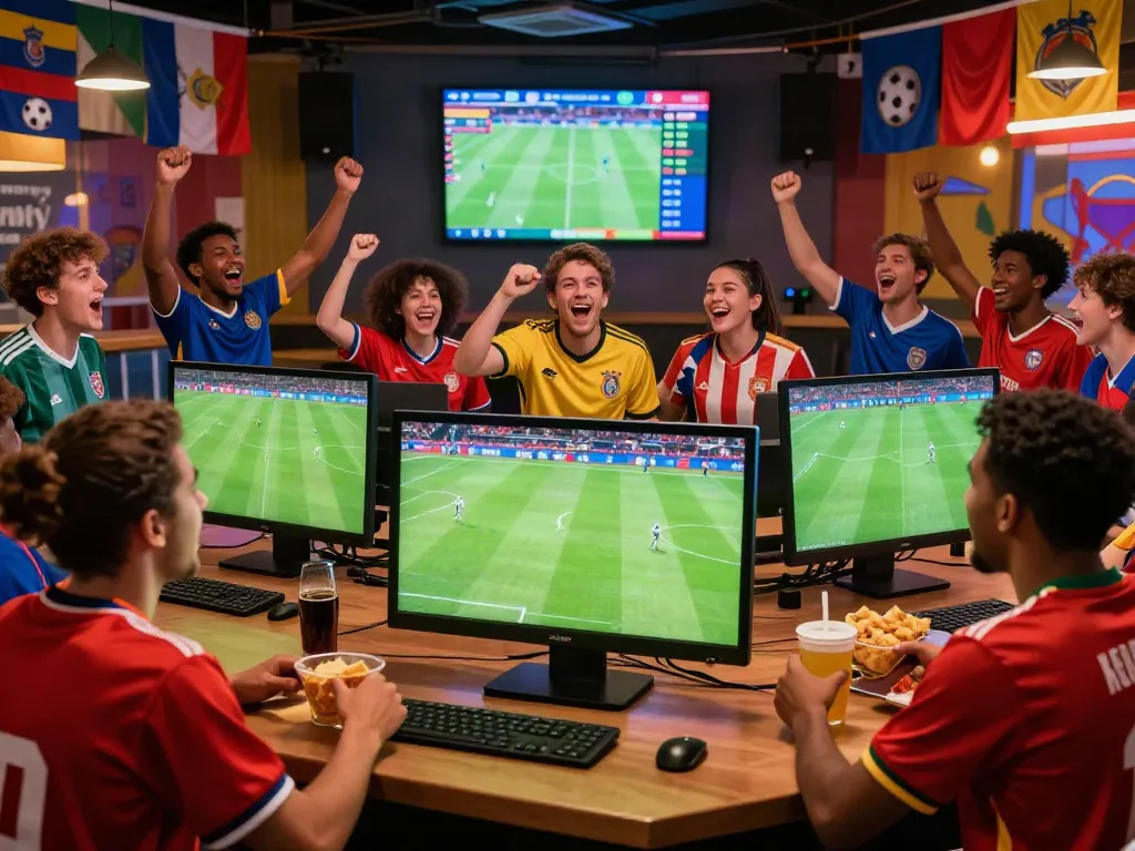 Socolive fans enjoying live soccer streaming in an engaging sports bar atmosphere.