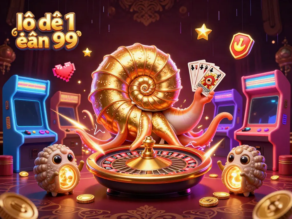 Experience the excitement of lô đề 1 ăn 99 with a vibrant 3D scene showcasing colorful gaming elements.