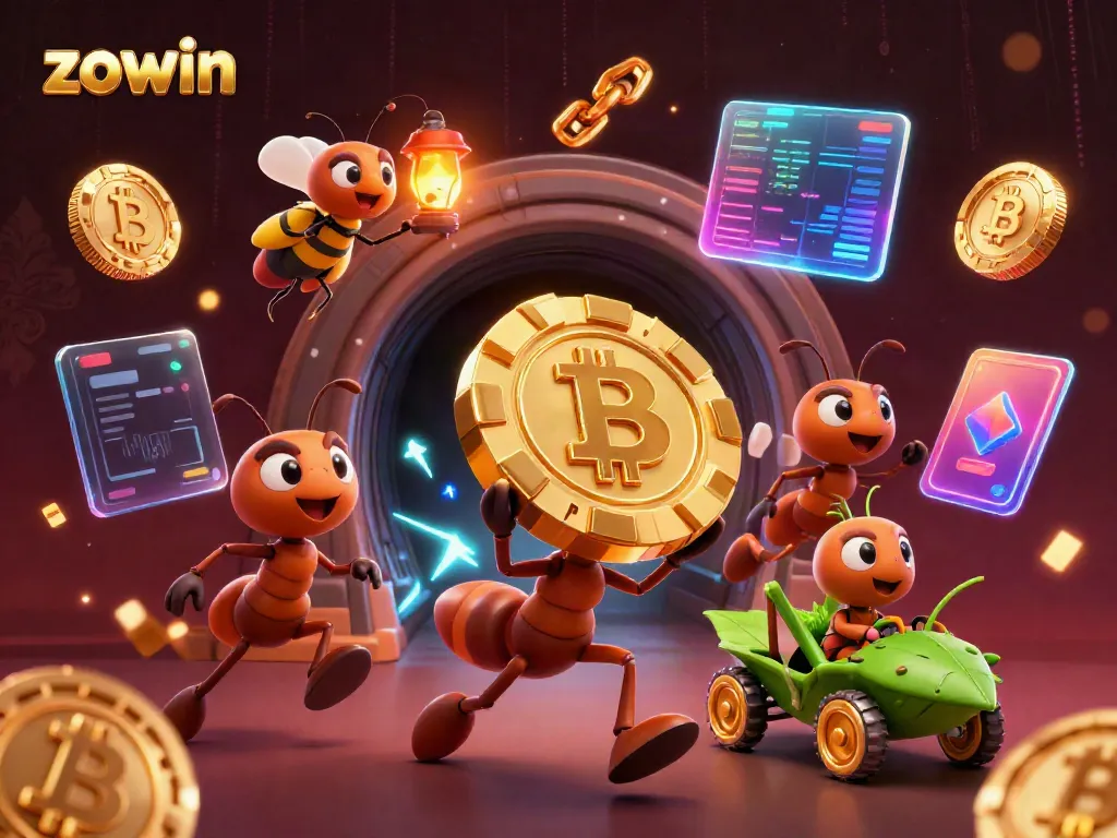 Experience thrilling adventures at zowin with inventive characters in a dynamic 3D casino heist scene.