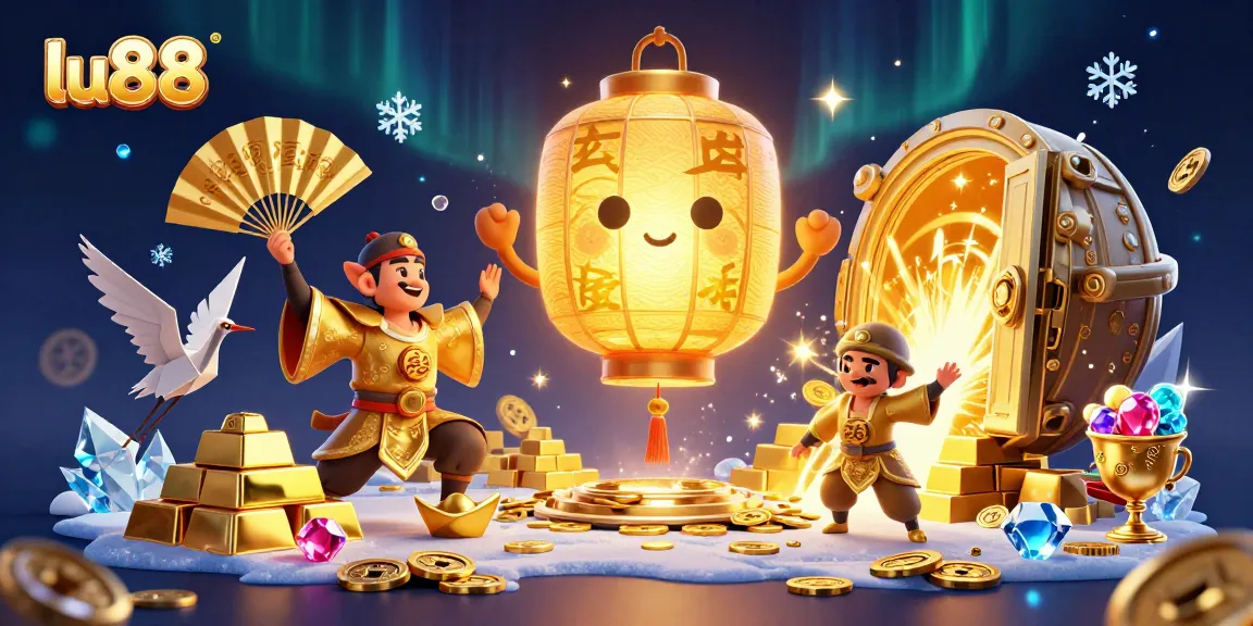 Experience the excitement of lu88 with a vibrant 3D illustration depicting a night market casino atmosphere.