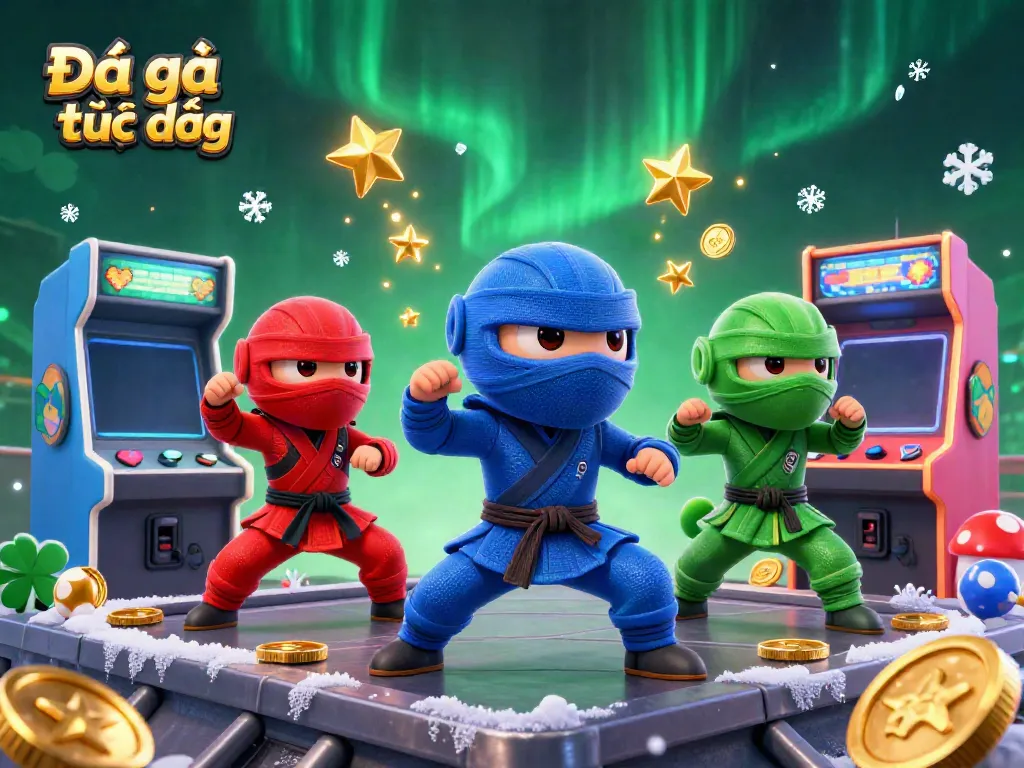 Experience intense Đá gà trực tiếp matches with chameleons showing martial arts amid colorful arcade elements.
