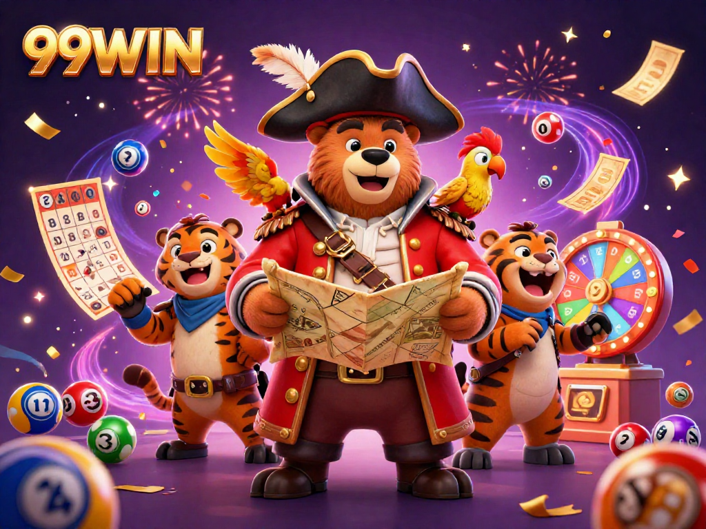 Experience the excitement of 99WIN with vibrant lottery elements, festive characters, and thrilling gameplay.