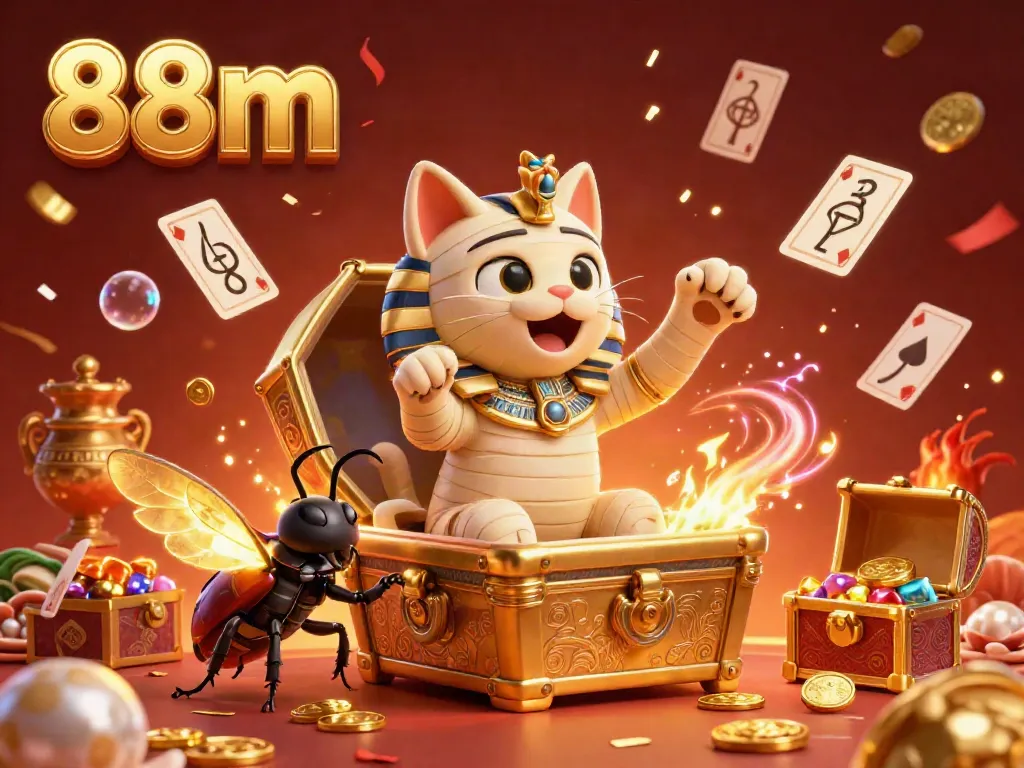 Engage with 88m allure as the Egyptian mummy cat bursts into the vibrant casino scene.