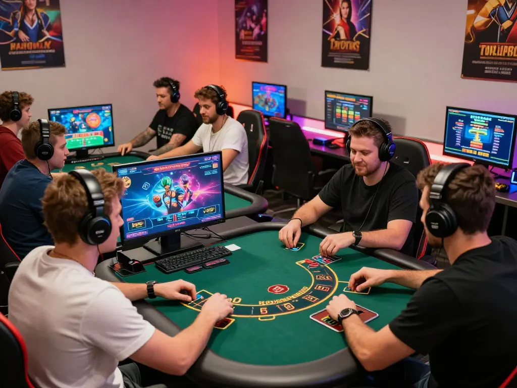 Diverse players enjoying a non uk casino multiplayer blackjack game on their computers.