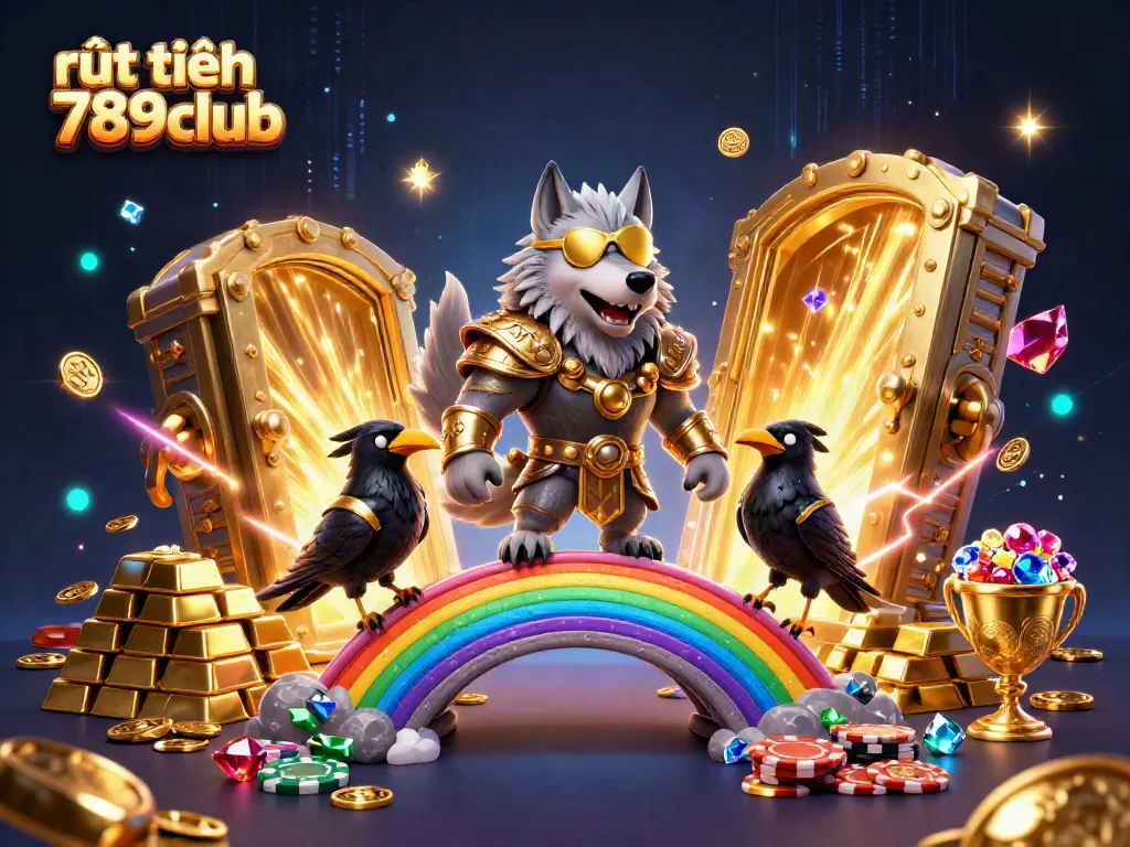 Experience rút tiền 789club with a vibrant 3D casino scene featuring Odin and his ravens.