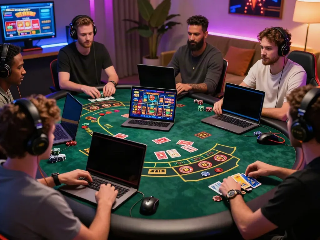 Exciting online casino gaming with players engaging in non UK casino games from home.