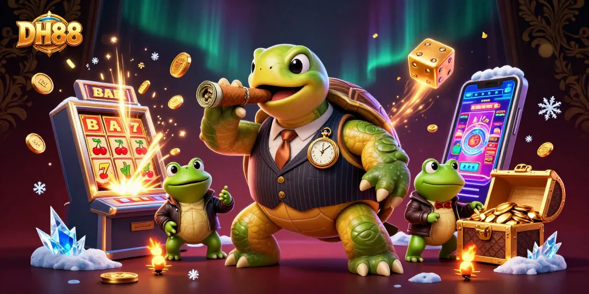 Experience the thrill at DH88, where a cartoon turtle and bullfrogs celebrate big wins in a lively casino