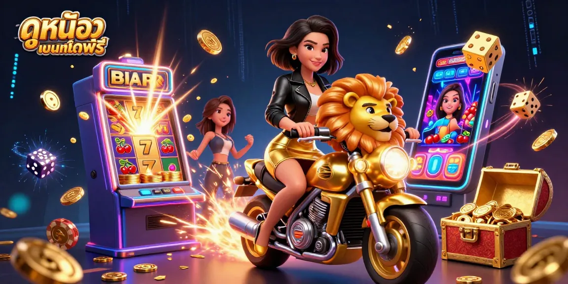 Experience ดูหนังออนไลน์ฟรี with thrilling casino vibes in a vibrant 3D illustration.