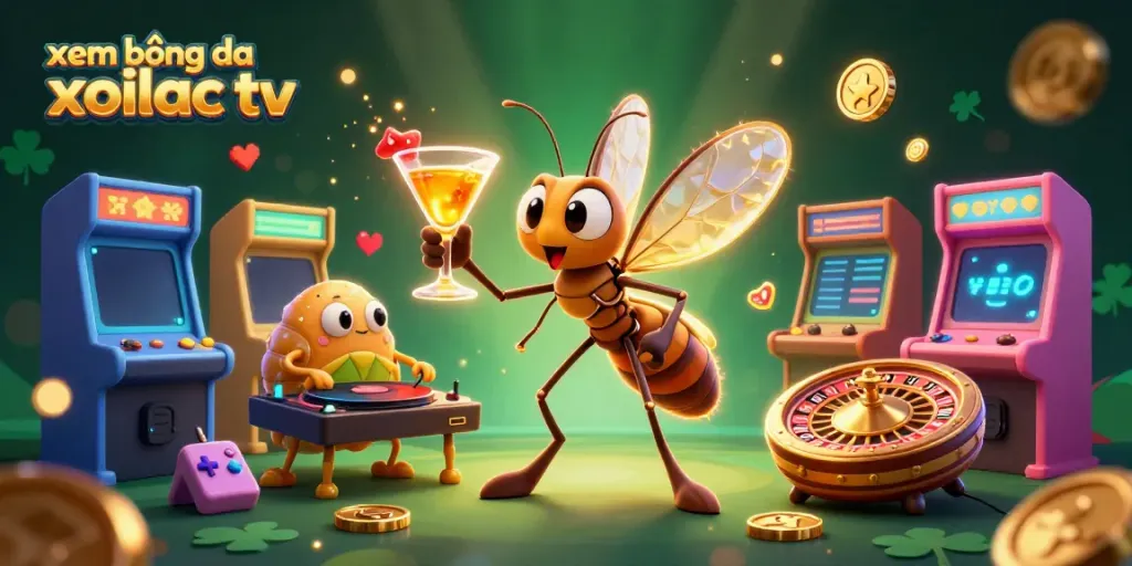 Join the fun with xem bóng đá xoilac tv's vibrant casino scene featuring lively characters and gaming elements.