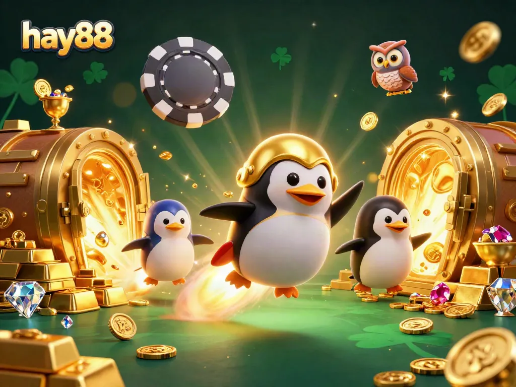 Experience the thrilling world of hay88 with a 3D animated penguin and casino adventures.