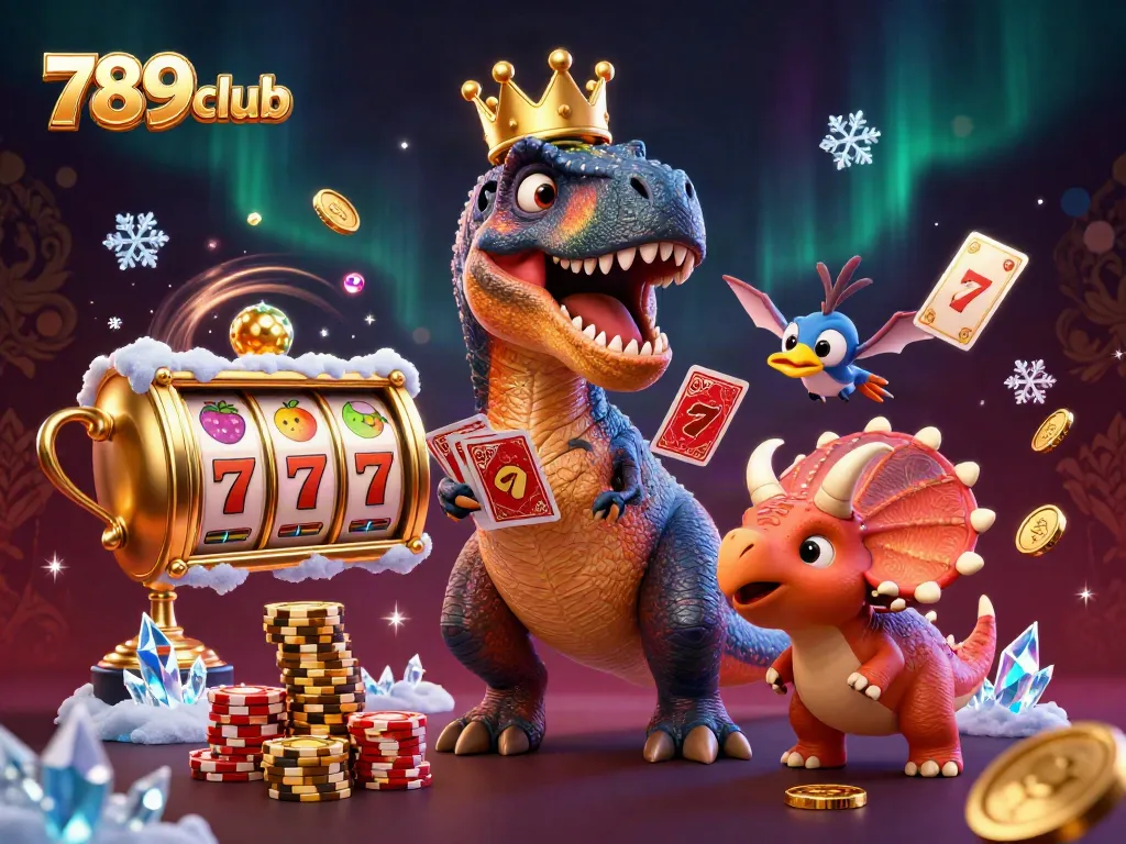 Spin the reels and stack chips with 789club's vibrant casino-themed illustration filled with action.