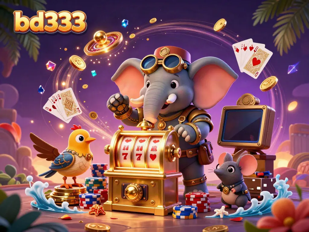 Experience exciting gameplay with bd333's unique golden slot machine, dynamic characters, and gambling elements.