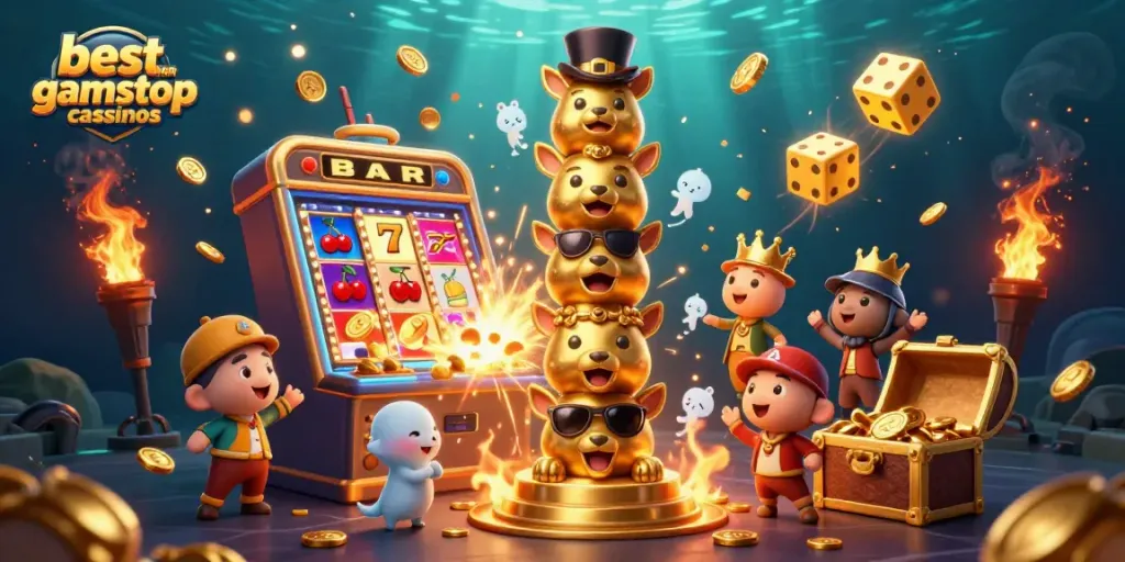 Experience the excitement at the best non gamstop casinos with vibrant slot machines and casino elements.