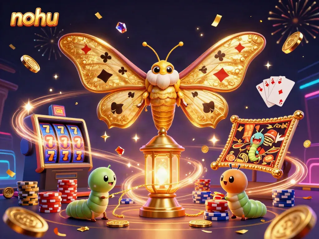 Experience thrilling gameplay at nohu with golden moths and cascading jackpot winnings.