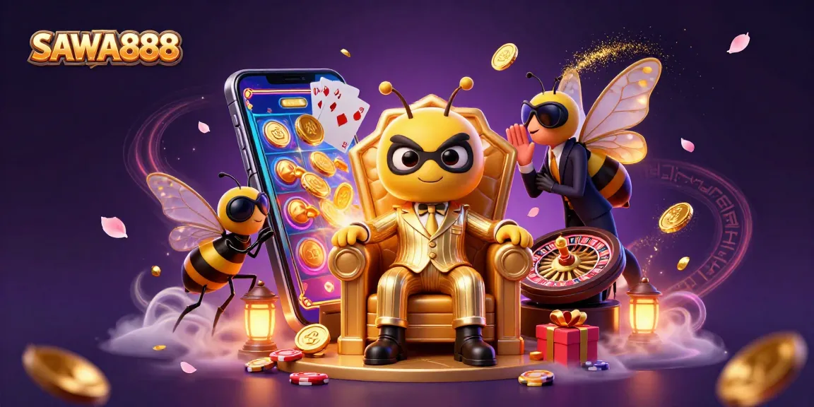 Experience SAWA888 with a vibrant bumblebee casino mob boss amid dynamic gaming action.
