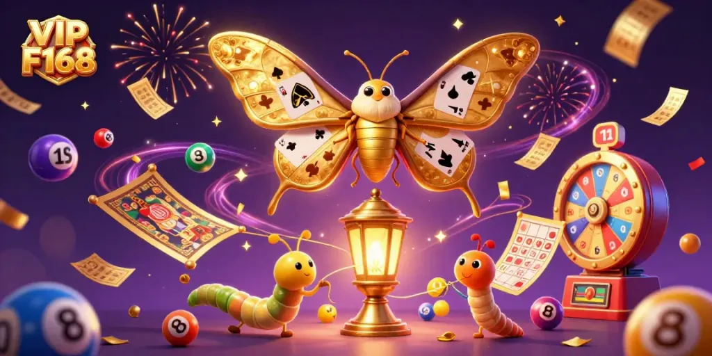 Engage with VIP F168’s vibrant casino illustration showcasing excitement and winning moments.