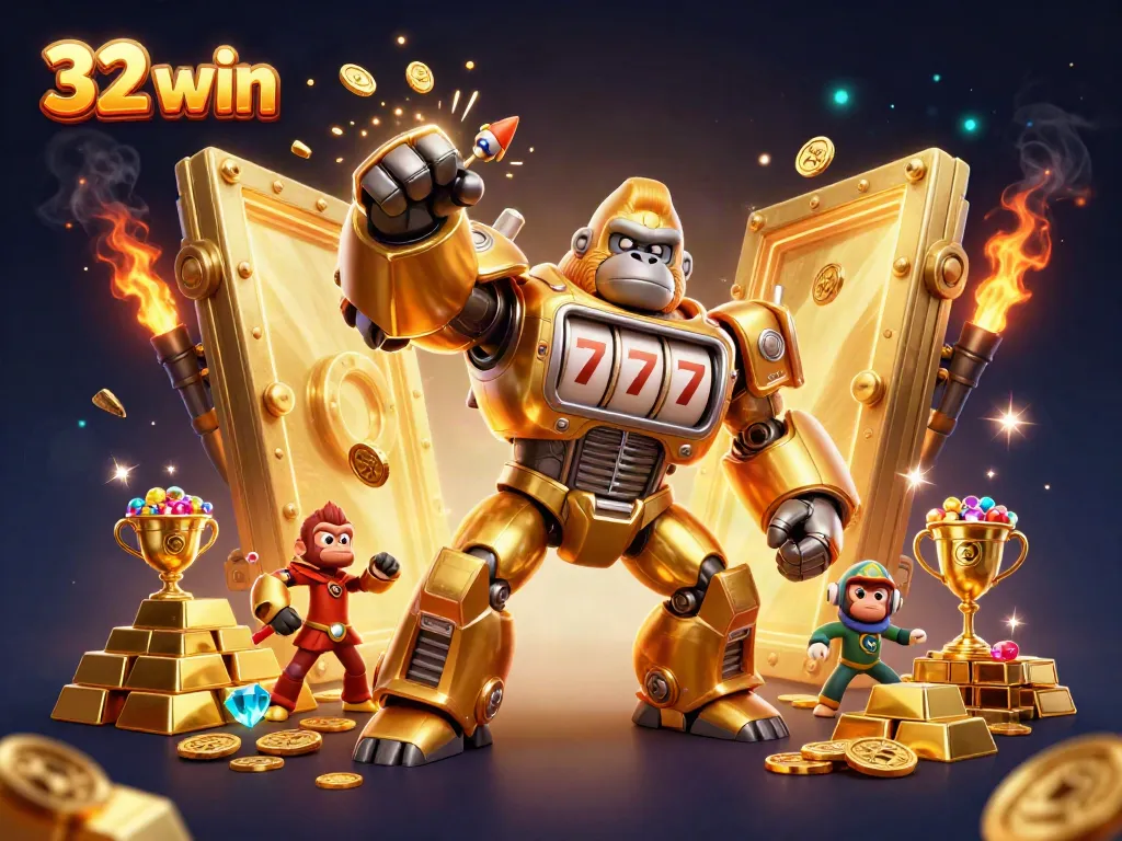 Engage in thrilling gameplay with 32 win's dynamic gaming adventure featuring golden gorillas and massive jackpots!