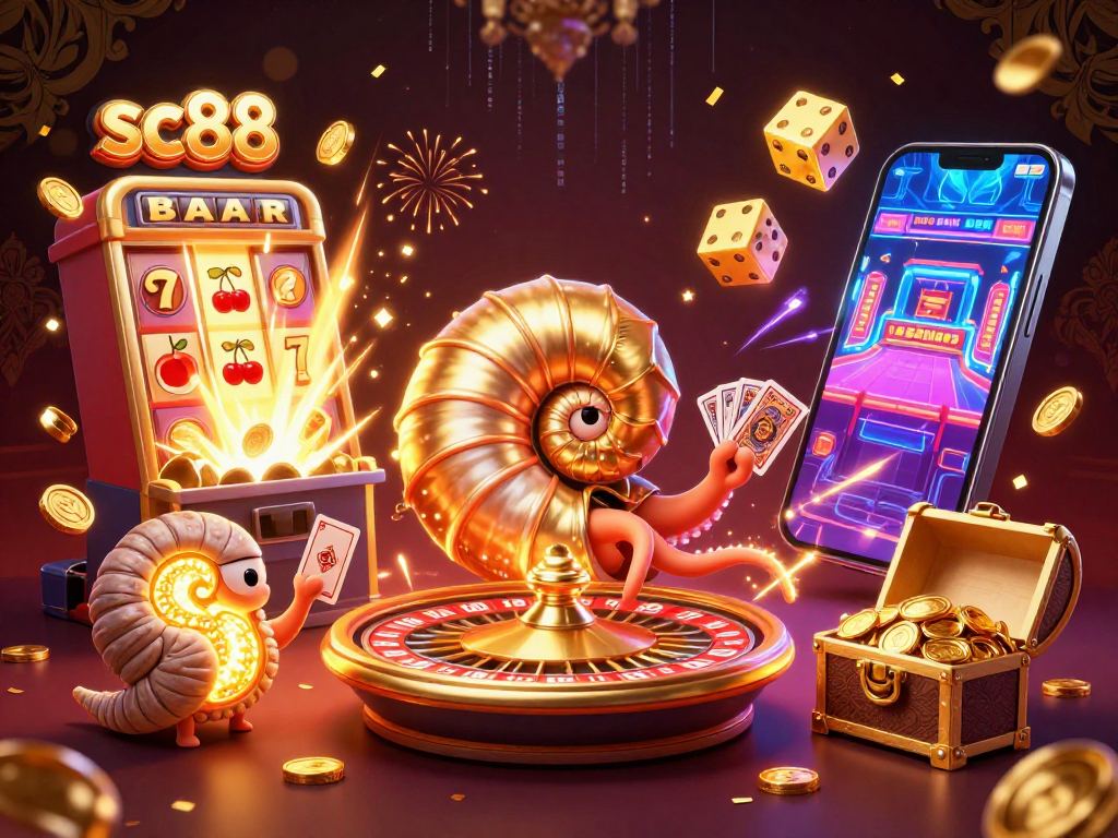 Experience sc88 gaming excitement with a vibrant casino scene featuring dynamism and visual richness.