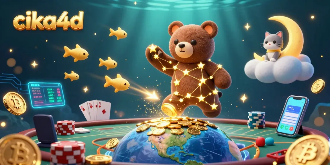 Engage with cika4d's poker excitement through vibrant 3D art featuring dynamic casino elements.