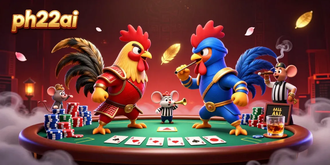 Engage in thrilling action with ph22ai's defending roosters in a vivid casino showdown.