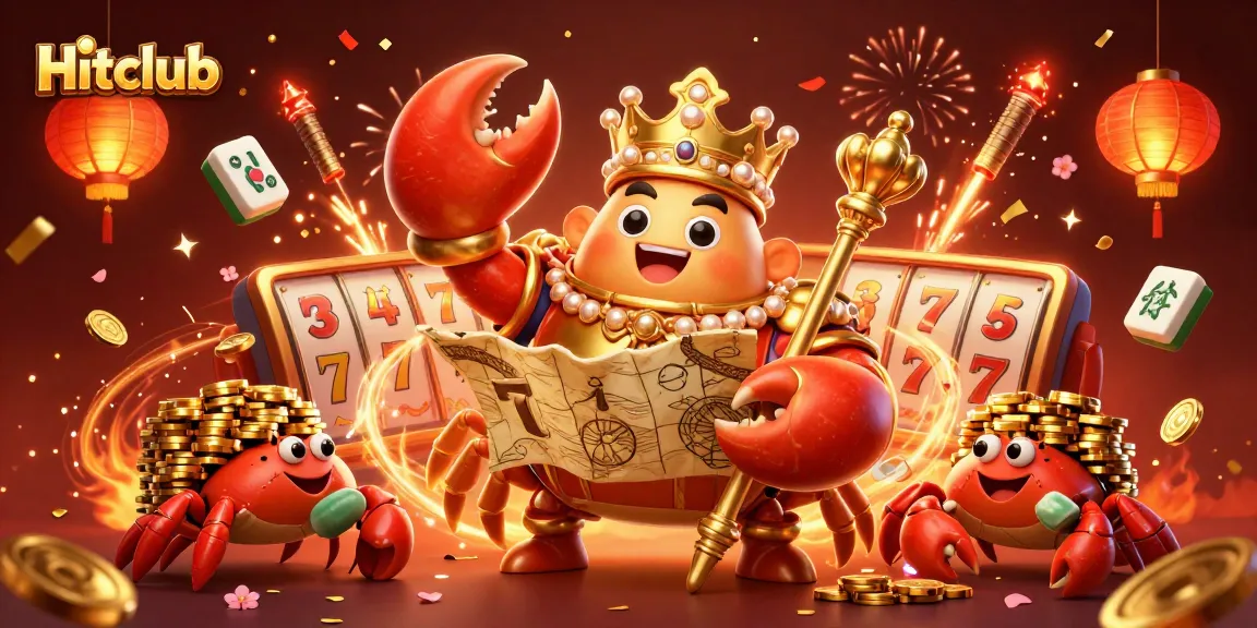 Hitclub showcases a massive golden crab emperor surrounded by casino elements, delivering the ultimate gaming experience.