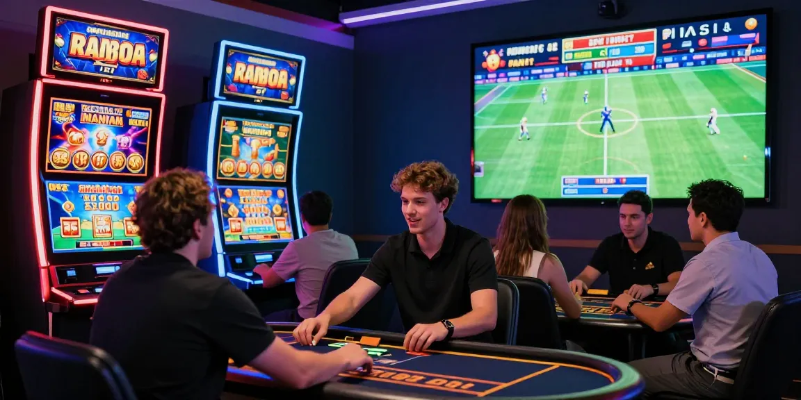 BL555 online casino gaming experience with diverse players enjoying sports betting, live games, and colorful slots in a modern virtual environment.
