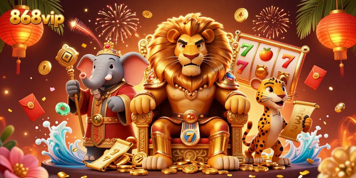 Join 868vip for thrilling slot experiences with vibrant royal-themed 3D illustration.