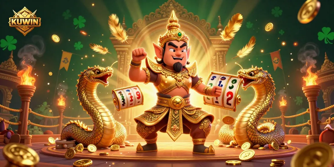 Experience the excitement of KUWIN with animated 3D characters and casino elements in a rich gaming scene.