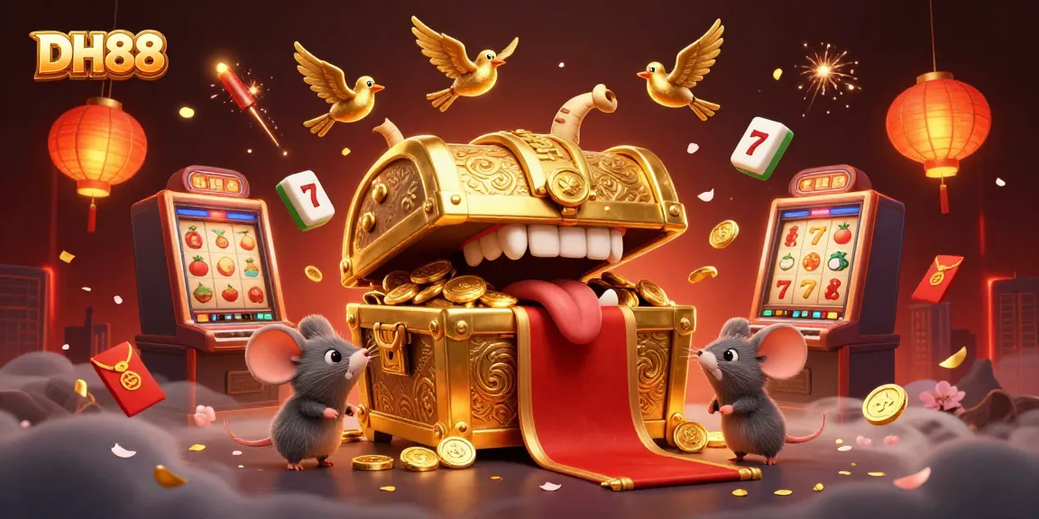 Engage with DH88's spectacular gaming adventure including slots and riches in a vibrant 3D illustration.