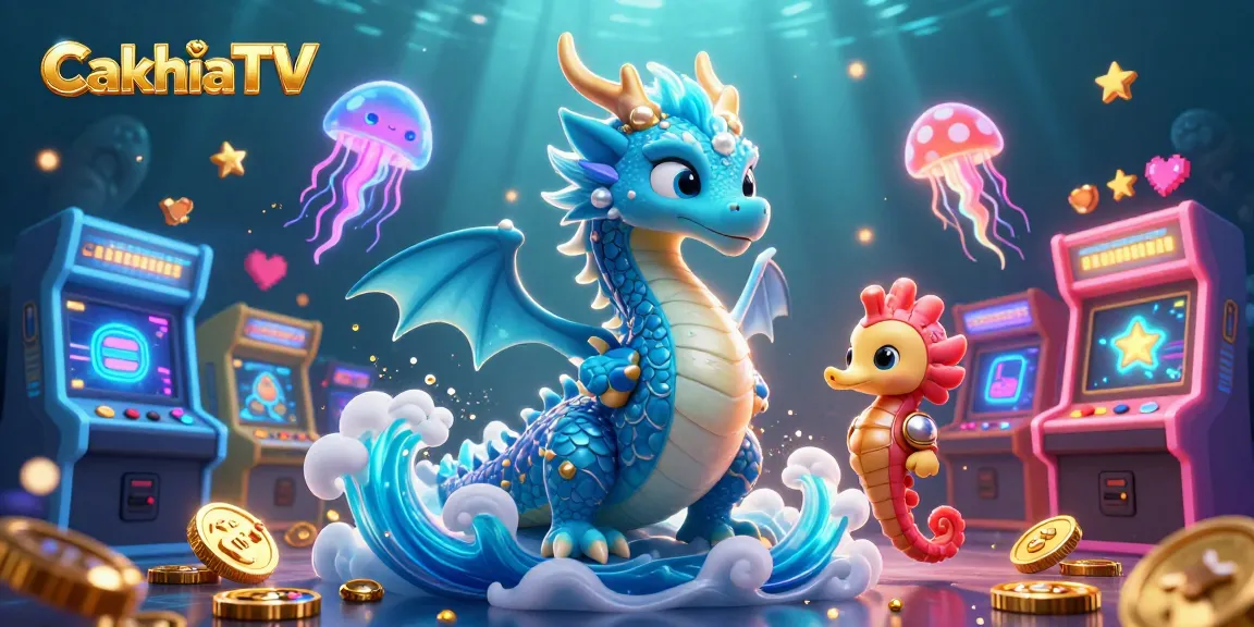 CakhiaTV unleashes a vibrant underwater adventure with a dragon, seahorse knight, and glowing jellyfish.