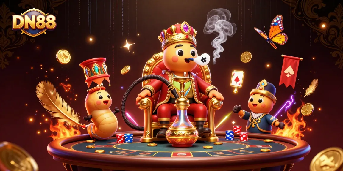Engage in thrilling poker games with DN88, featuring rich casino elements and vibrant characters.