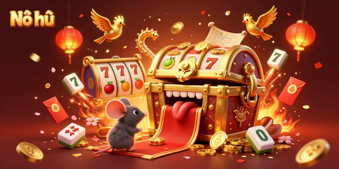 Nổ hũ: Spin for riches in a vibrant, 3D casino world filled with slot game treasures.